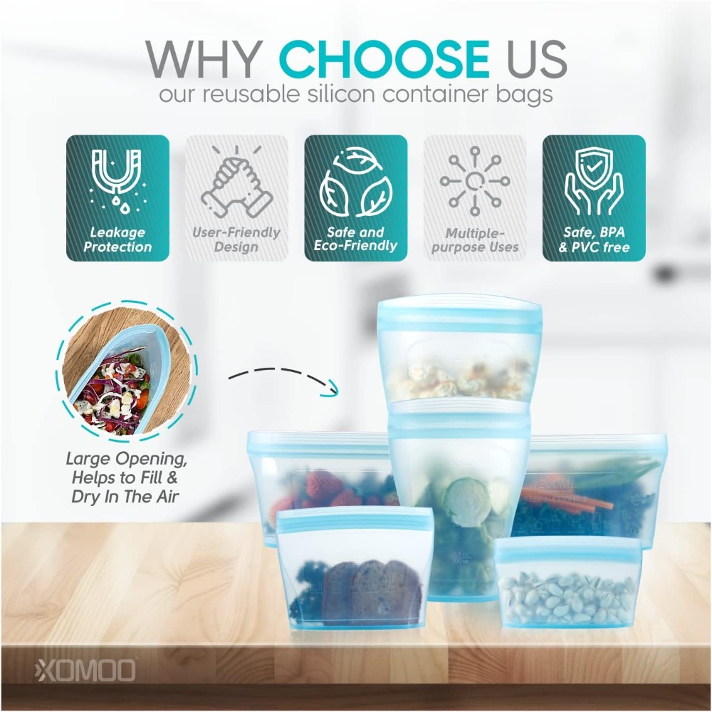 6 Pcs Reusable Silicone Food B - Food Storage Reusable Bags 评论和价格