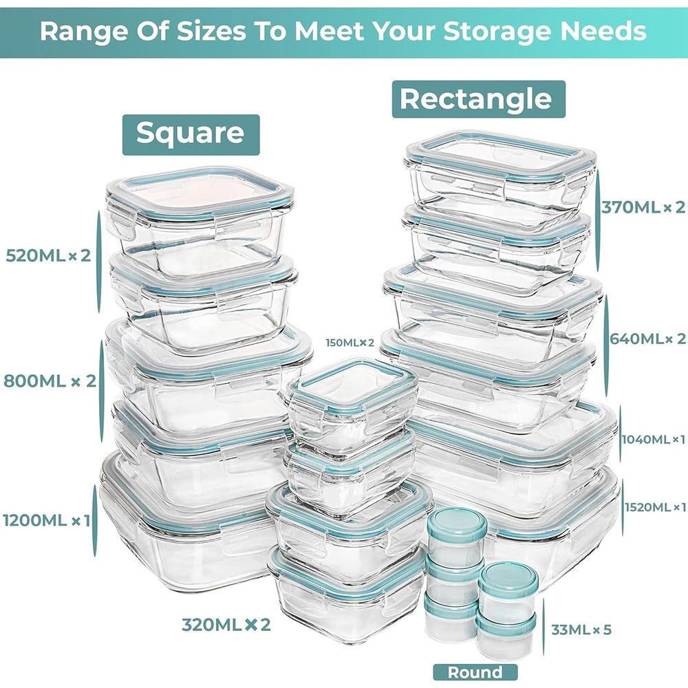 Pc Set Glass Food Storage Cont - Food Storage Plastic Boxes 评论和价格