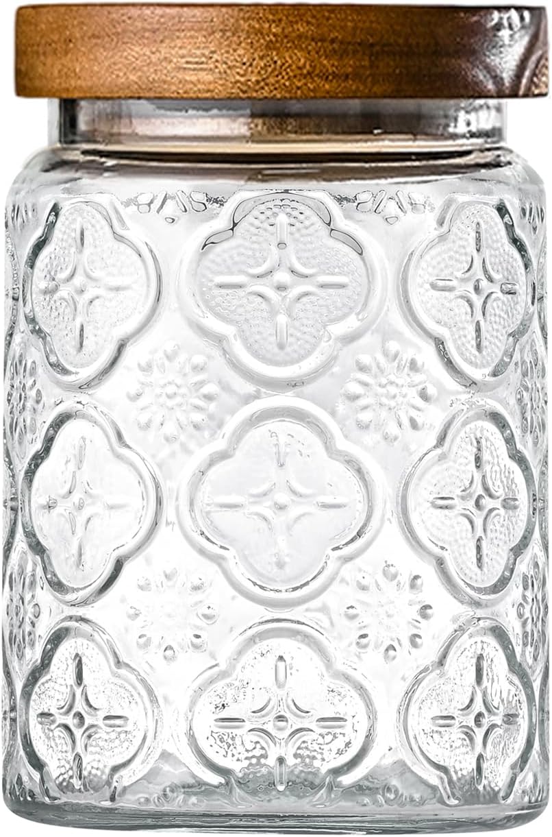 24oz Vintage Glass Jar with Ai - Airtight Cereal Jar 评论和价格