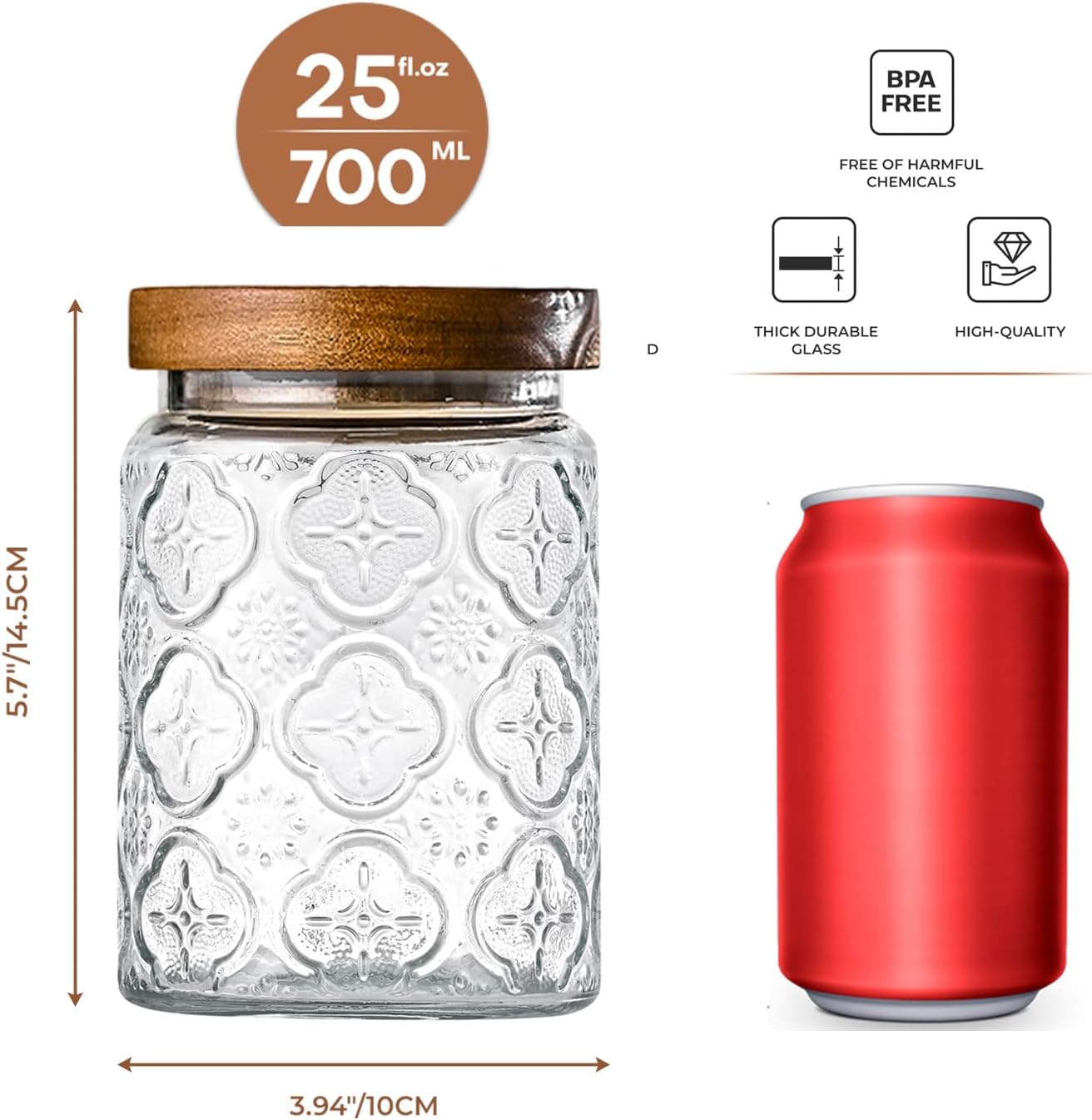 24oz Vintage Glass Jar with Ai - Airtight Cereal Jar 评论和价格
