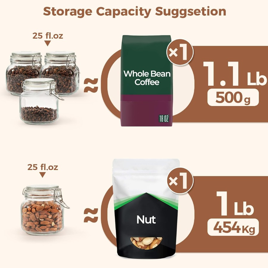 25oz Airtight Glass Canisters  - Airtight Cereal Jar 评论和价格