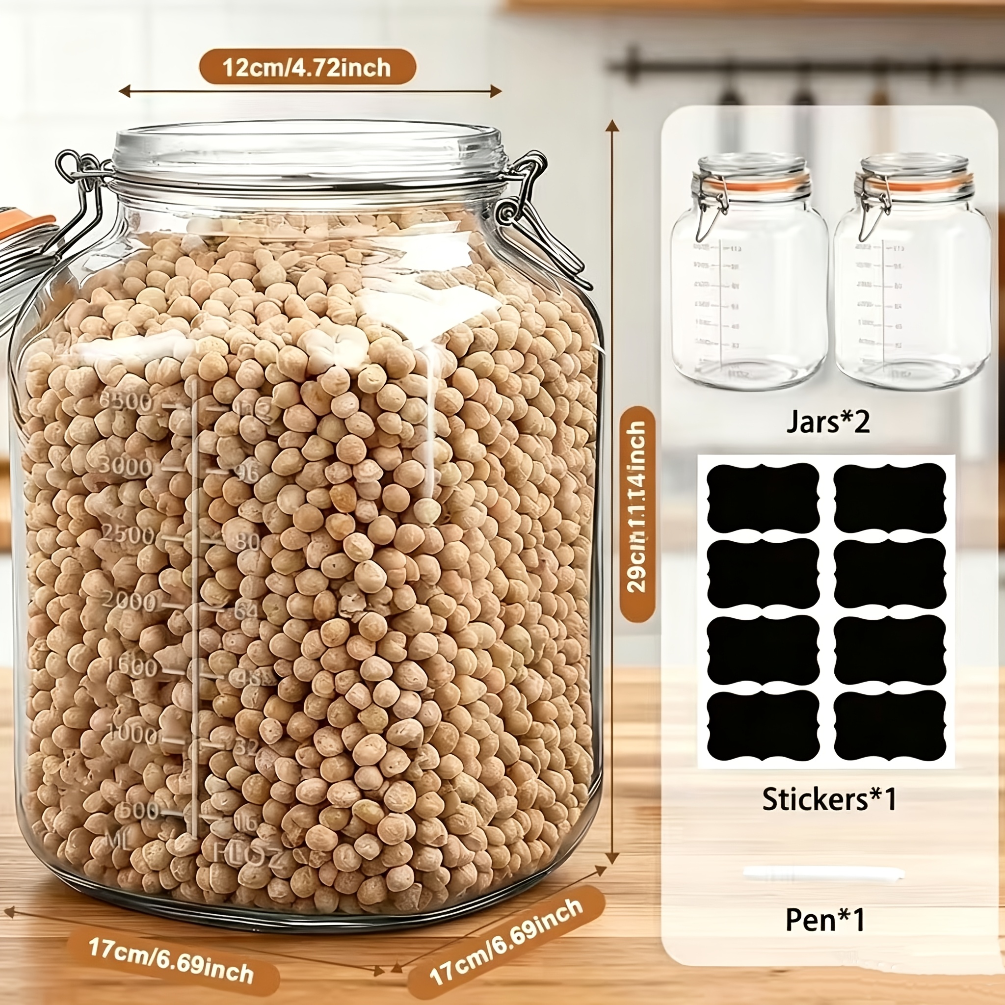 2-Pack 1-Gallon Wide-Mouth Gla - Food Storage Without Pantry 评论和价格