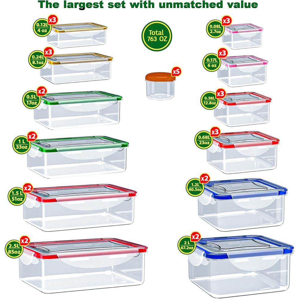 70 Pcs Large Food Storage Cont - Food Storage Plastic Boxes 评论和价格