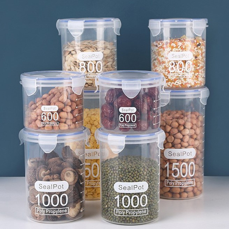 1-4PCS Sealed Jars With Scale  - Airtight Cereal Jar 评论和价格