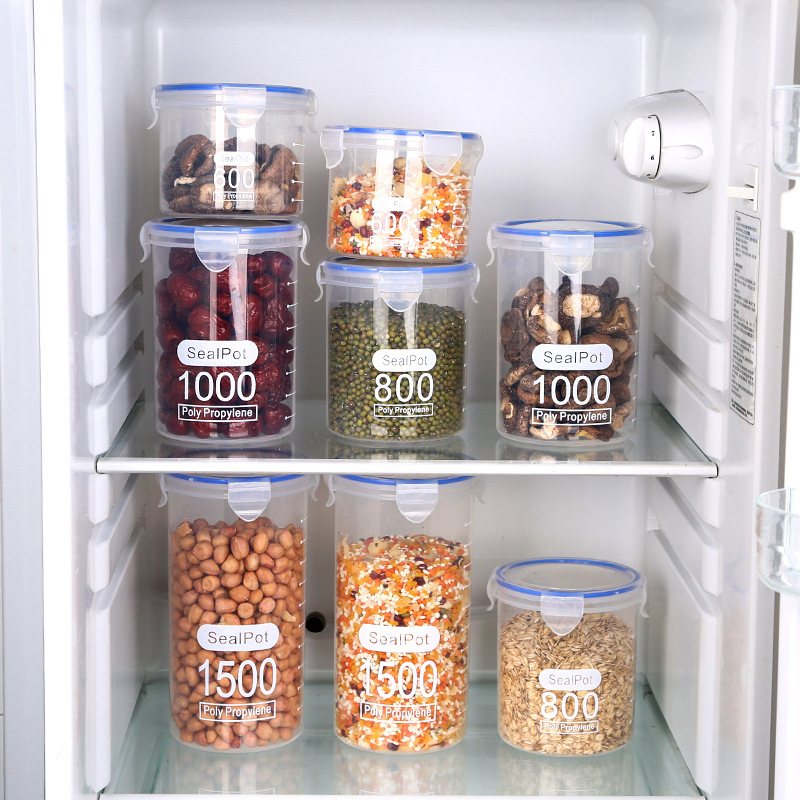 1-4PCS Sealed Jars With Scale  - Airtight Cereal Jar 评论和价格